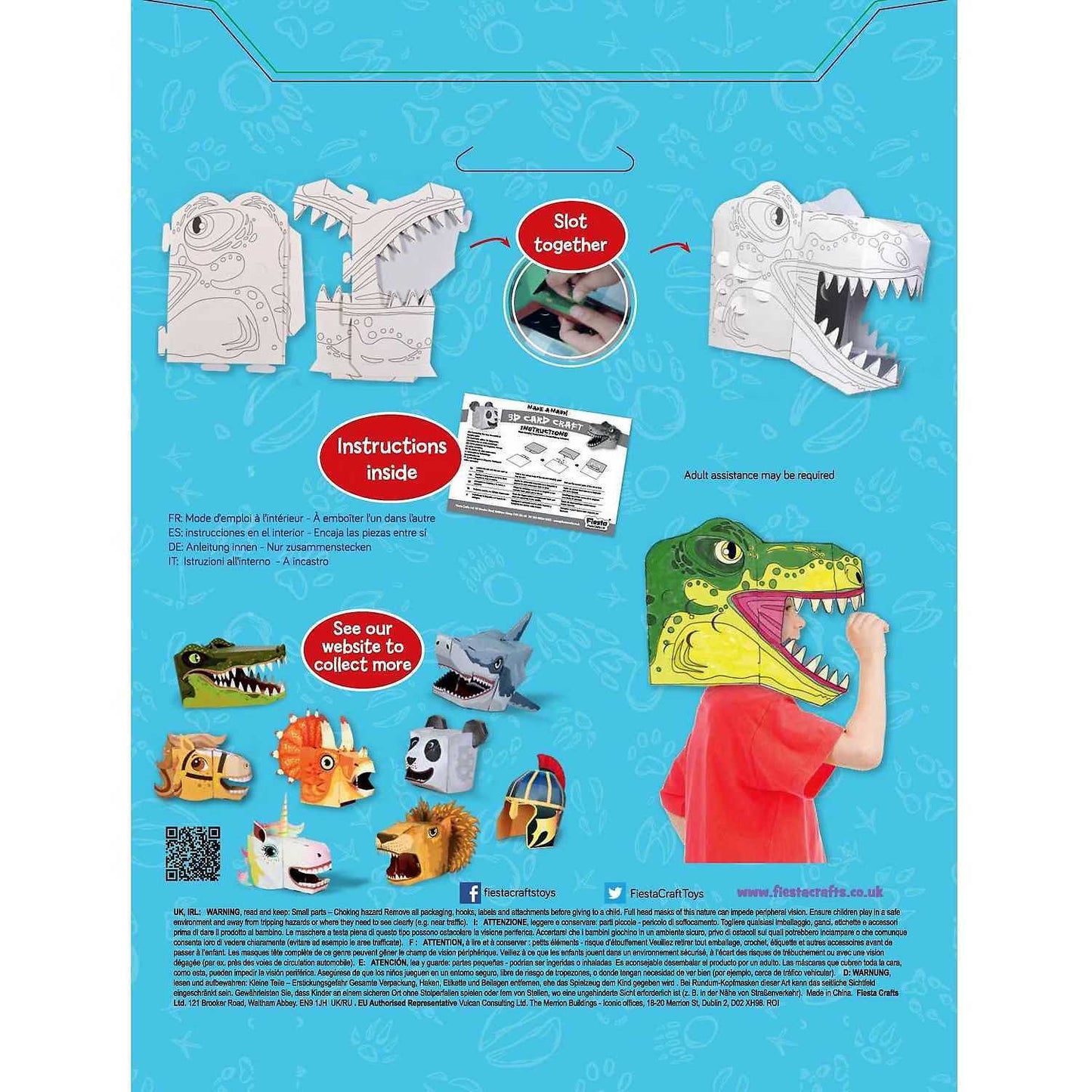 Coloreaza-ti propria Masca 3D T-Rex Fiesta Crafts FCT-3042