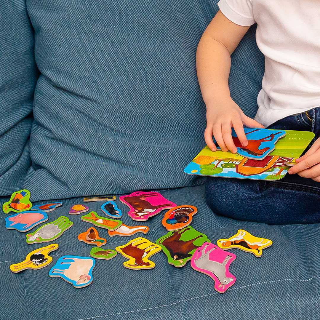 Set magnetic Animale de la Ferma cu Plansa magnetica inclusa, 21 piese Roter Kafer RK2090-01