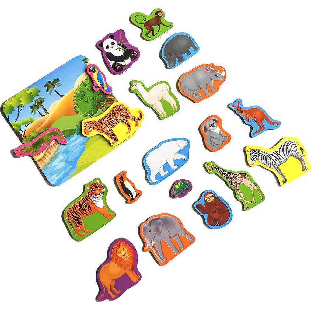 Set magnetic Animale de la Zoo cu Plansa magnetica inclusa, 19 piese Roter Kafer RK2090-02