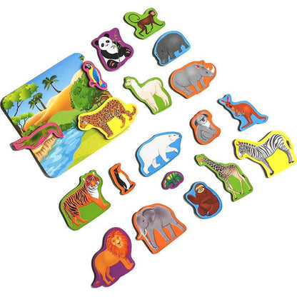 Set magnetic Animale de la Zoo cu Plansa magnetica inclusa, 19 piese Roter Kafer RK2090-02
