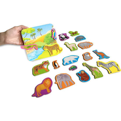 Set magnetic Animale de la Zoo cu Plansa magnetica inclusa, 19 piese Roter Kafer RK2090-02