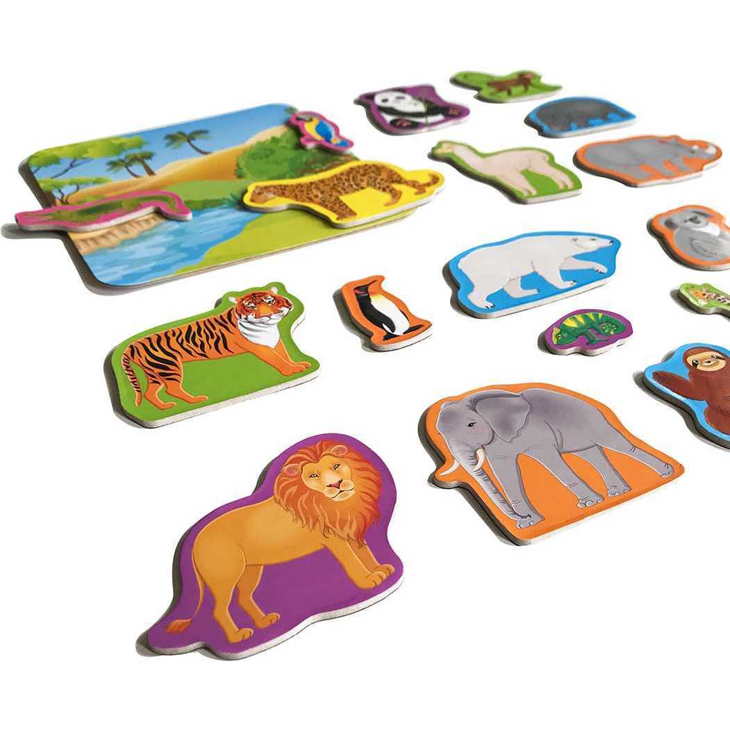 Set magnetic Animale de la Zoo cu Plansa magnetica inclusa, 19 piese Roter Kafer RK2090-02