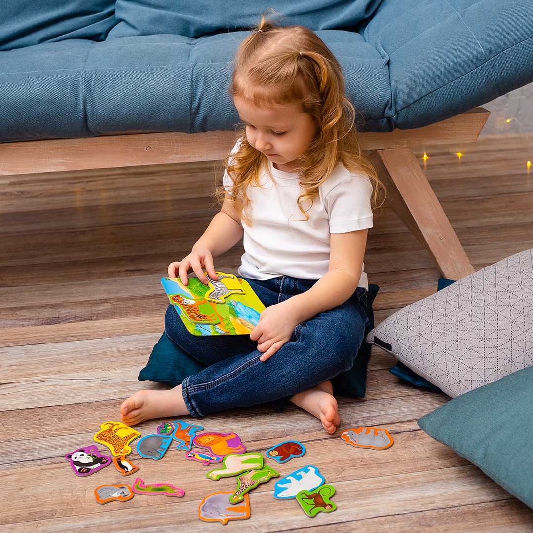 Set magnetic Animale de la Zoo cu Plansa magnetica inclusa, 19 piese Roter Kafer RK2090-02