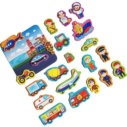 Set magnetic Mijloace de Transport cu Plansa magnetica inclusa, 22 piese Roter Kafer RK2090-04