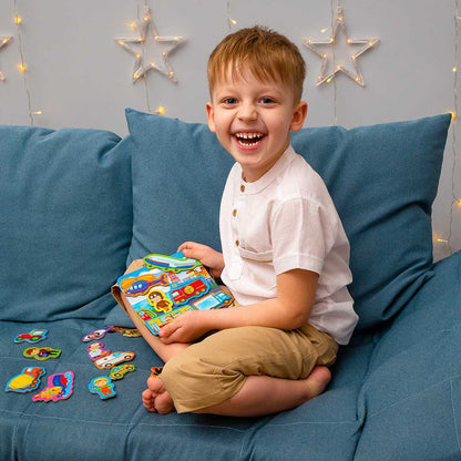 Set magnetic Mijloace de Transport cu Plansa magnetica inclusa, 22 piese Roter Kafer RK2090-04