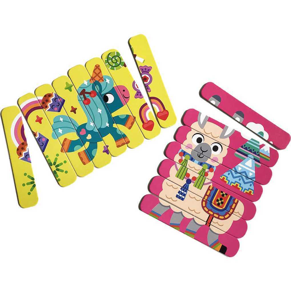 Set puzzle-uri din betisoare Lama si Unicorn, 16 piese Roter Kafer RK1090-01
