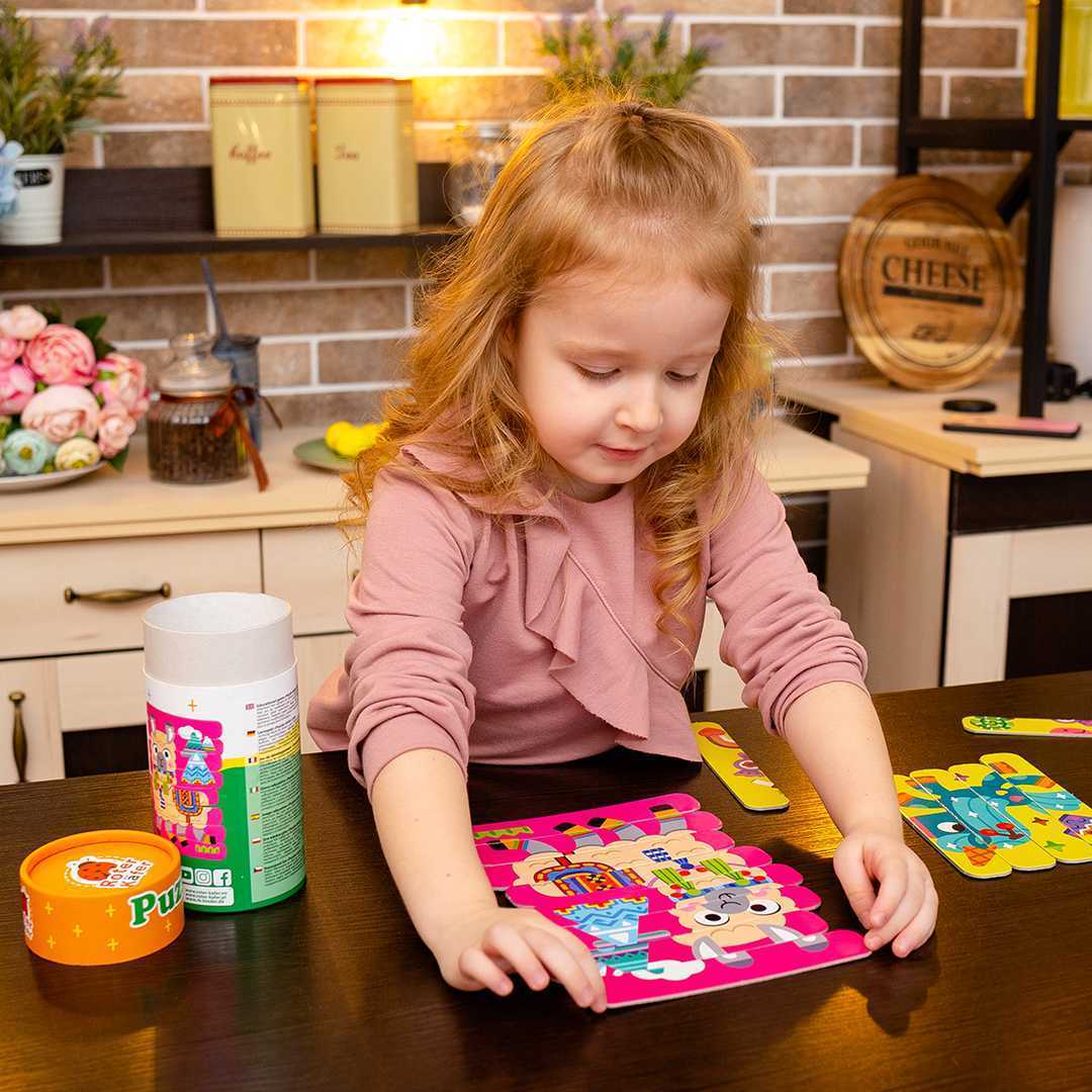 Set puzzle-uri din betisoare Lama si Unicorn, 16 piese Roter Kafer RK1090-01