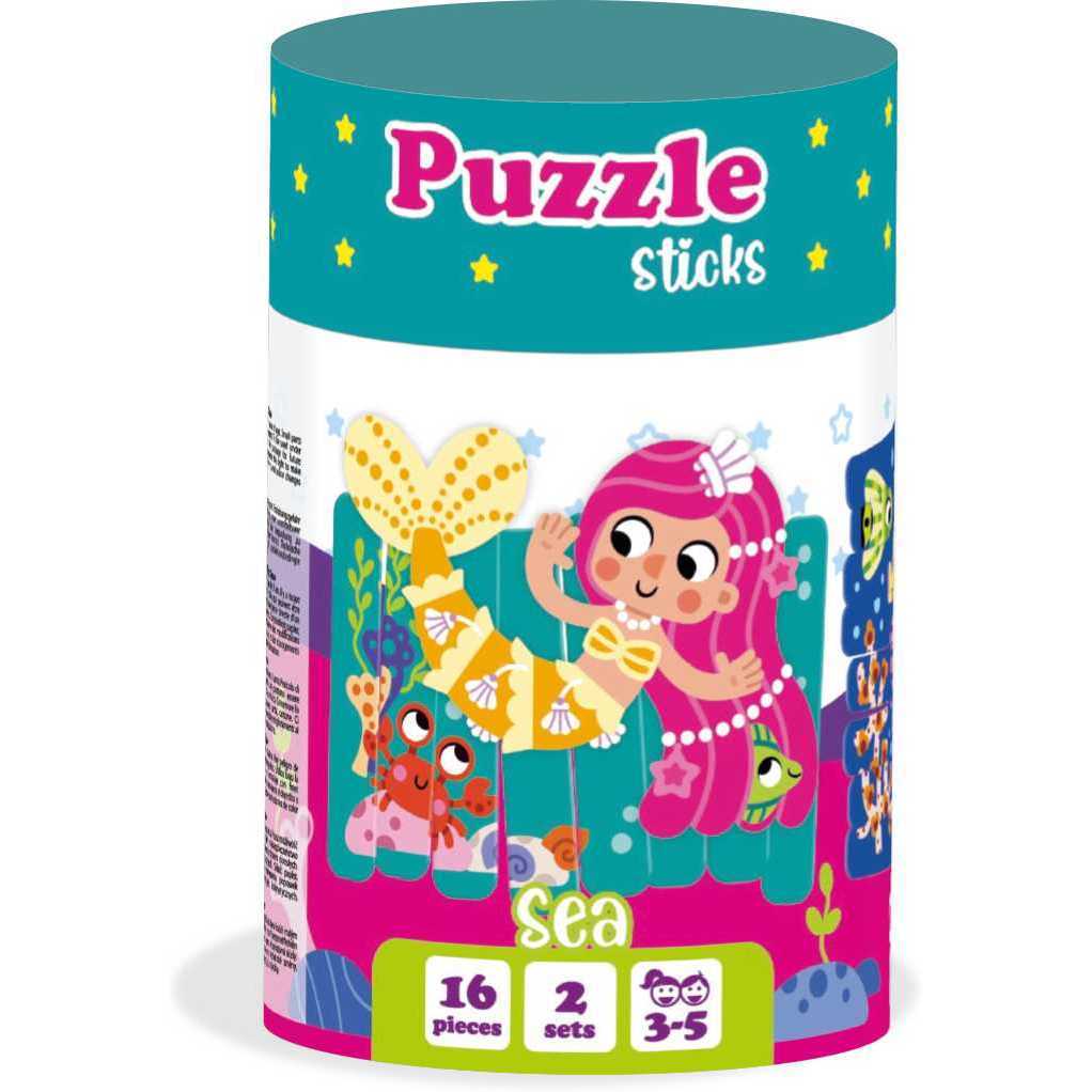 Set puzzle-uri din betisoare Sirena si Calut de mare, 16 piese Roter Kafer RK1090-03