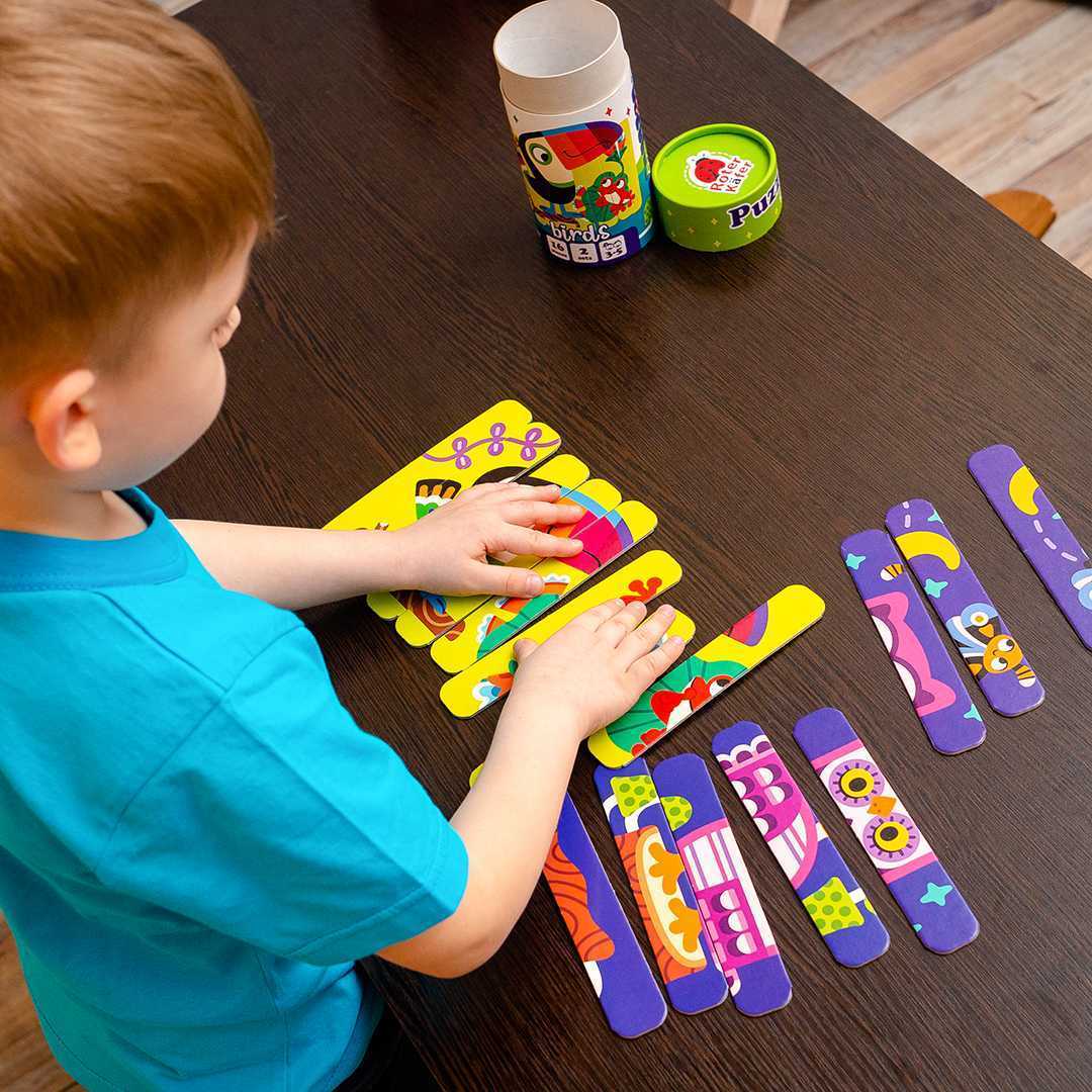 Set puzzle-uri din betisoare Pasari, 16 piese Roter Kafer RK1090-04