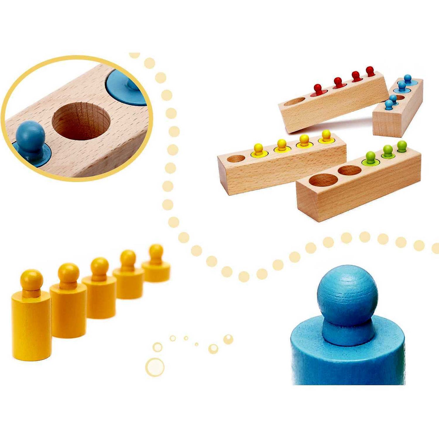 Joc educativ Cilindri din lemn colorati, cu greutati Ikonka IK17744