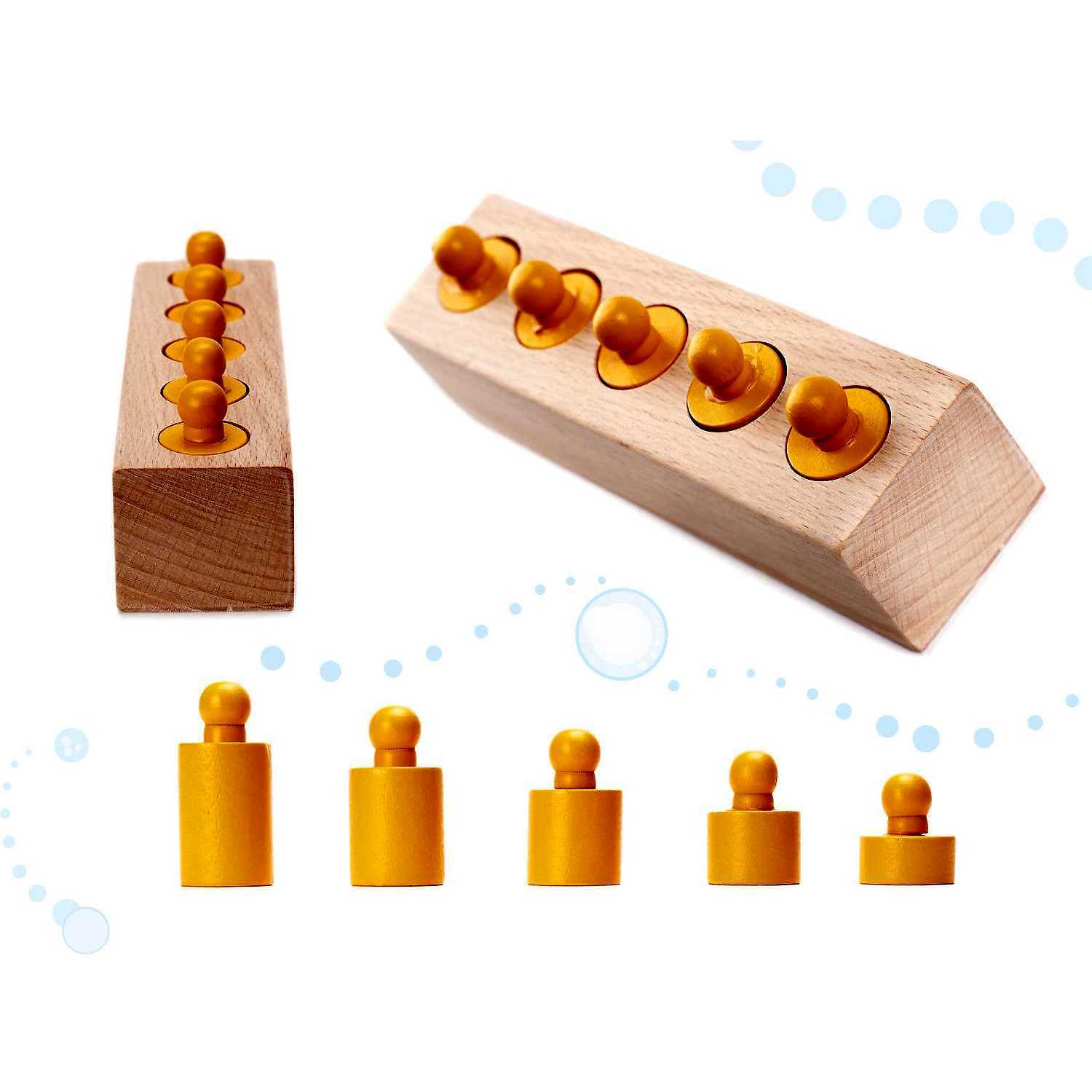 Joc educativ Cilindri din lemn colorati, cu greutati Ikonka IK17744