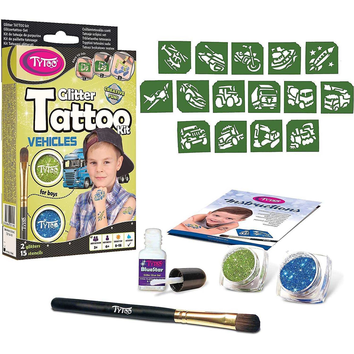 Set tatuaje temporare cu sclipici Vehicles Tytoo KKCTT2213013