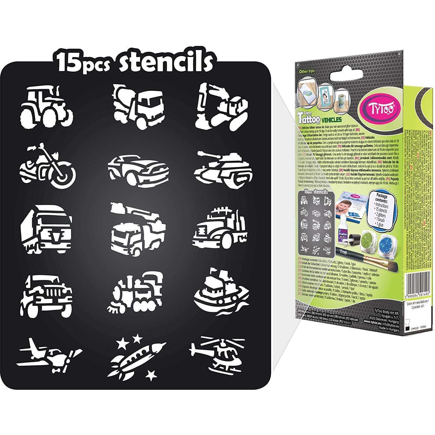 Set tatuaje temporare cu sclipici Vehicles Tytoo KKCTT2213013