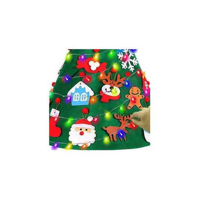 Brad de Craciun din Fetru model Conic 3D, 75x50 cm, 18 decoratiuni si banda LED inclusa Bambinice BN038