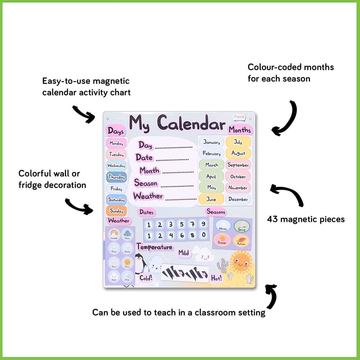 Calendarul meu magnetic, 31 x 35 cm, 40 cm Fiesta Crafts FCT-2634