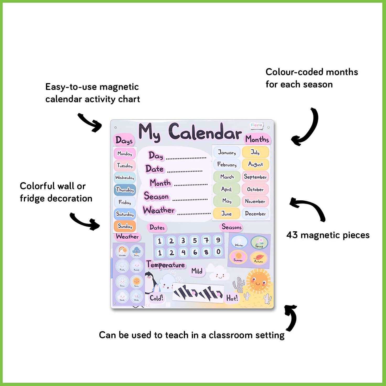 Calendarul meu magnetic, 31 x 35 cm, 40 cm Fiesta Crafts FCT-2634