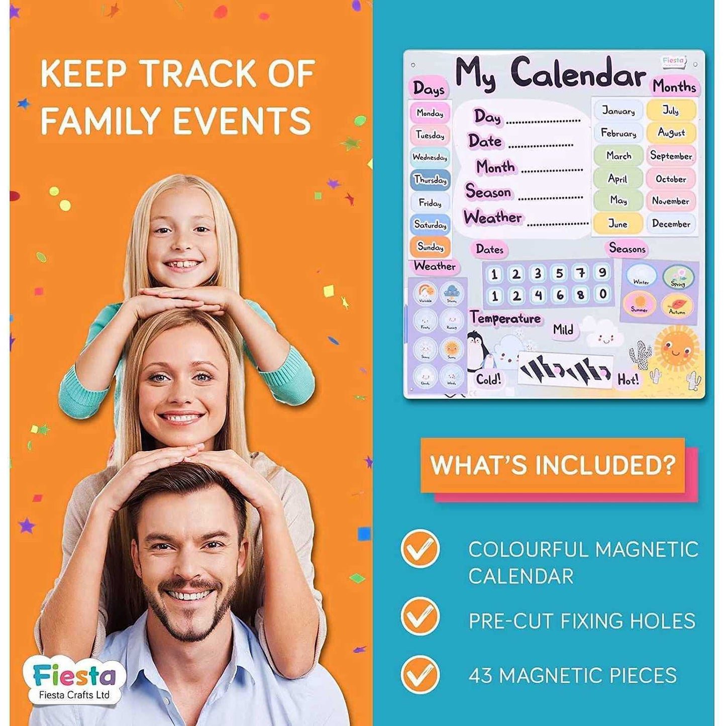 Calendarul meu magnetic, 31 x 35 cm, 40 cm Fiesta Crafts FCT-2634