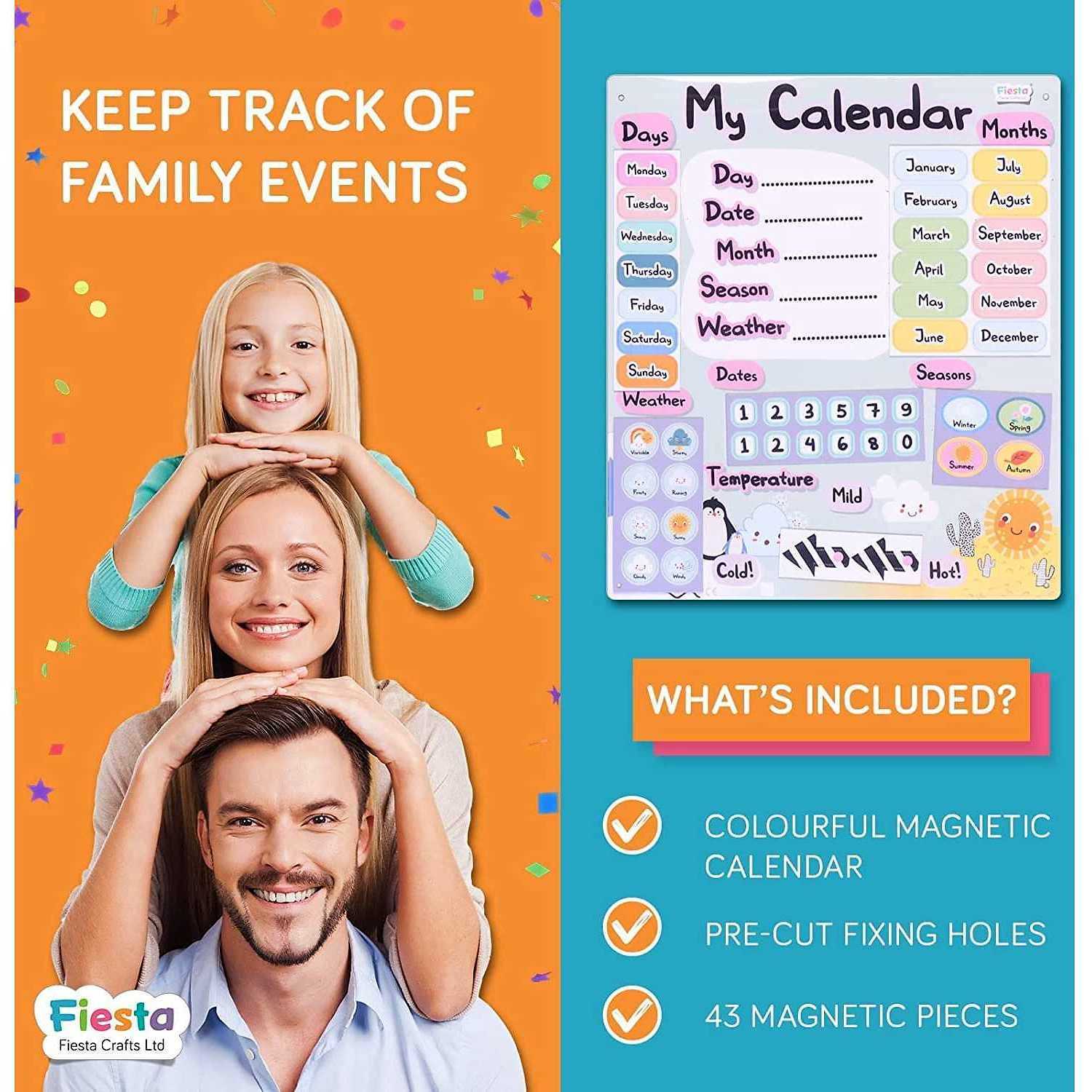 Calendarul meu magnetic, 31 x 35 cm, 40 cm Fiesta Crafts FCT-2634