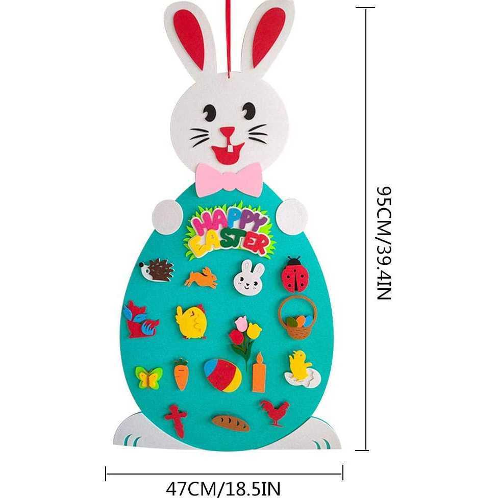 Iepuras din fetru cu 19 decoratiuni, Paste, 95x47 cm Bambinice BN049