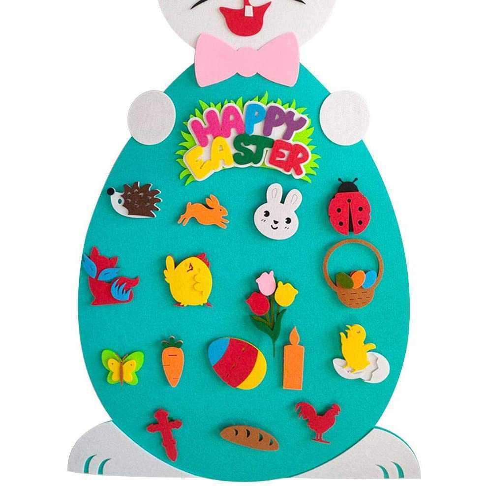 Iepuras din fetru cu 19 decoratiuni, Paste, 95x47 cm Bambinice BN049