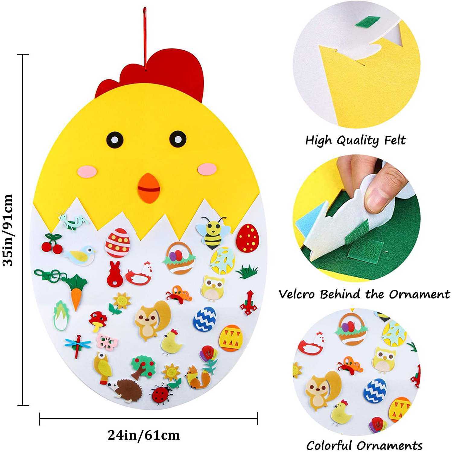 Puisor din fetru cu 35 decoratiuni, Paste, 91x61 cm Bambinice BN050