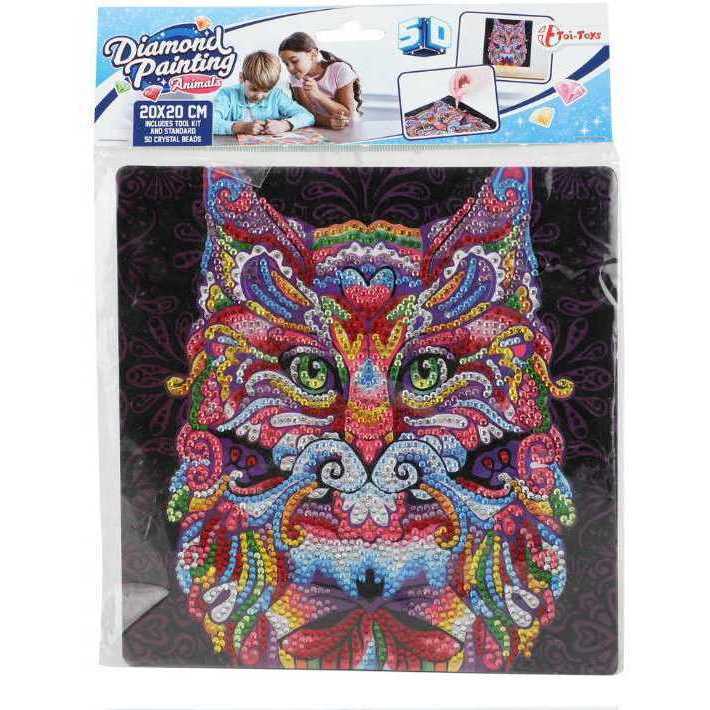 Set creativ cu diamante rotunde Diamond Painting Extra Shiny Animal 20x20 cm Toi-Toys TT47169Z