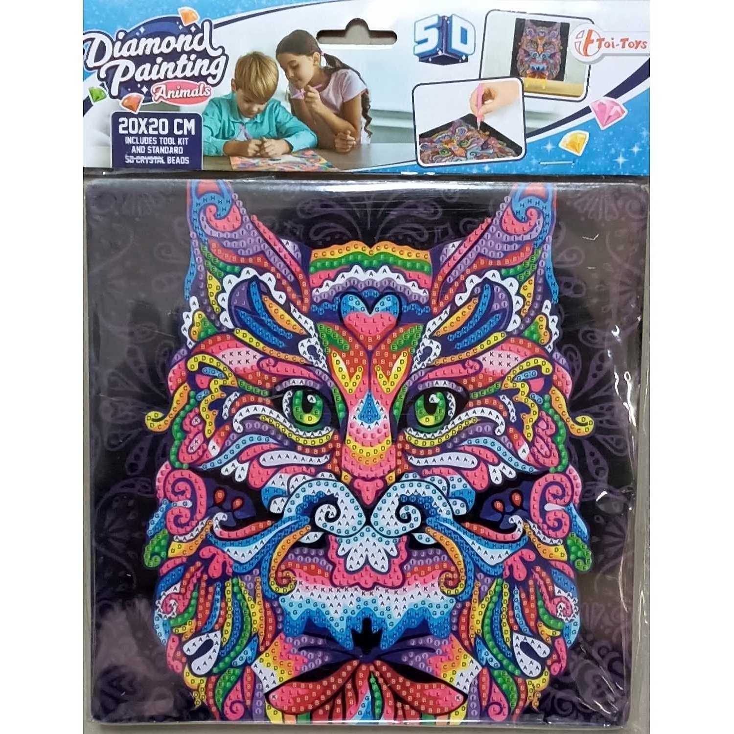 Set creativ cu diamante rotunde Diamond Painting Extra Shiny Animal 20x20 cm Toi-Toys TT47169Z