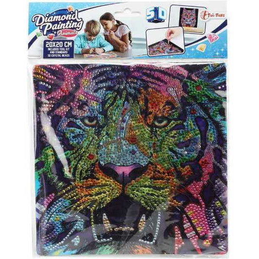 Set creativ cu diamante rotunde Diamond Painting Extra Shiny Animal 20x20 cm Toi-Toys TT47169Z