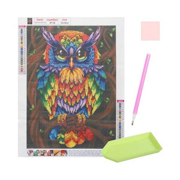 Set creativ cu diamante rotunde Diamond Painting 40x30 cm Bufnita Iso Trade MY17878