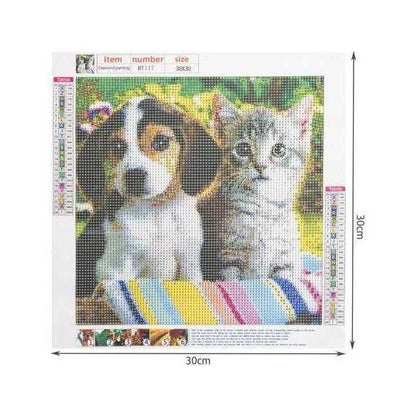 Set creativ cu diamante rotunde Diamond Painting 30x30 cm Catel si Pisica Iso Trade MY17879