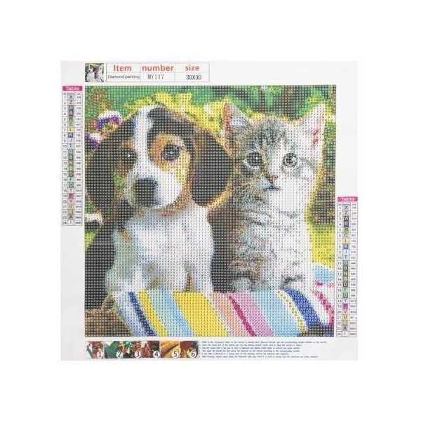 Set creativ cu diamante rotunde Diamond Painting 30x30 cm Catel si Pisica Iso Trade MY17879