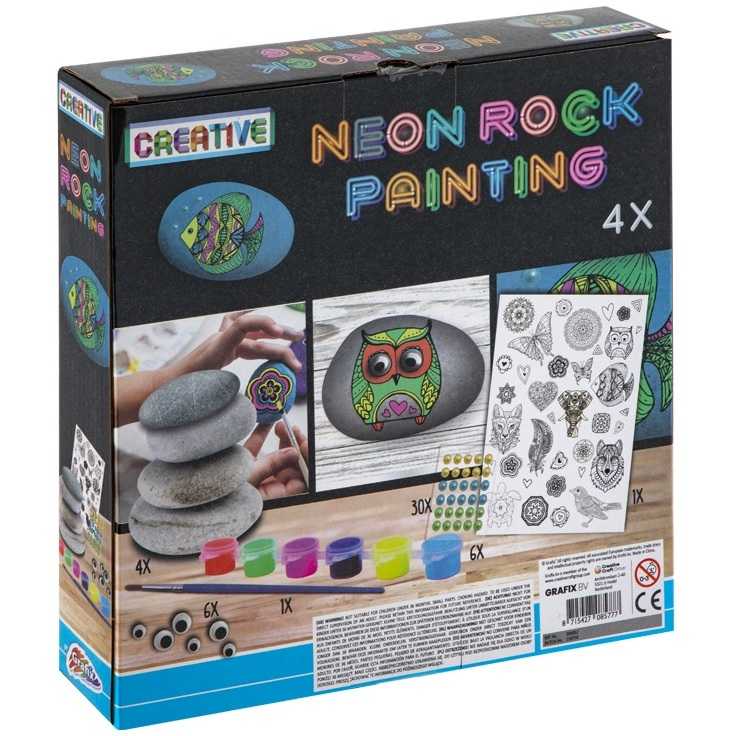 Set pictura pe pietre Neon 19 piese Grafix GR200052