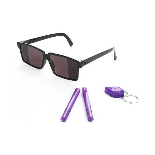 Set spionaj format din ochelari spion, 2 pixuri invizibile si lanterna UV Toi-Toys TT35137A