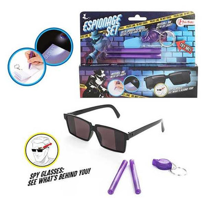 Set spionaj format din ochelari spion, 2 pixuri invizibile si lanterna UV Toi-Toys TT35137A