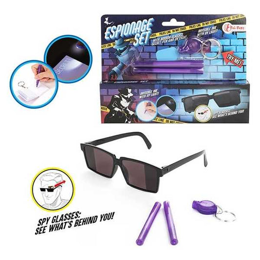 Set spionaj format din ochelari spion, 2 pixuri invizibile si lanterna UV Toi-Toys TT35137A