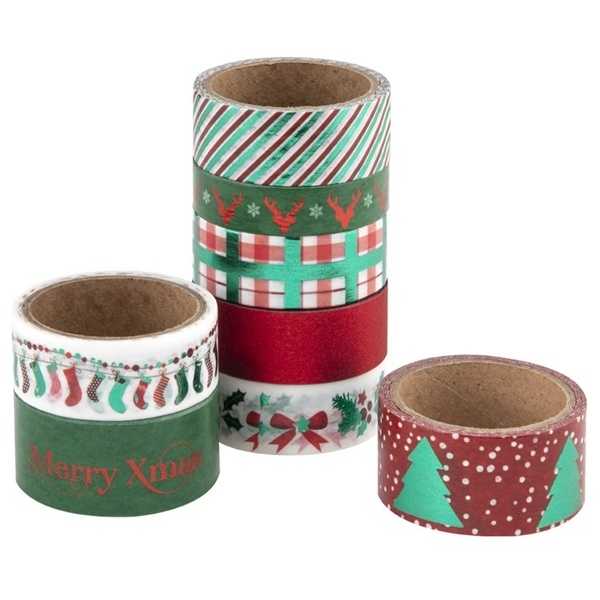 Set 8 role banda adeziva decorativa Wahi Tape Craciun Grafix GR0510KGE