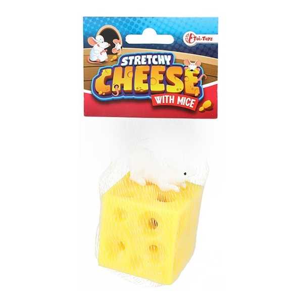 Jucarie antistres Cascaval cu 2 soriceii elastici, 5 cm Toi-Toys TT35098A