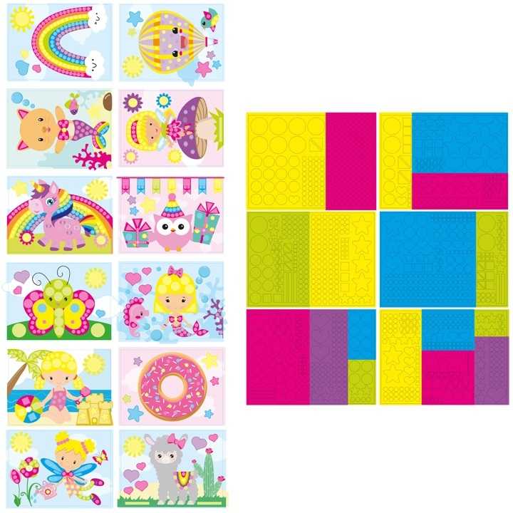 Set creativ cu stickere pe culori si forme Grafix GR100062