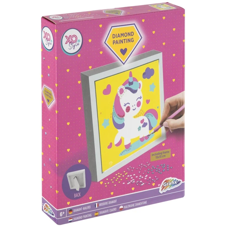 Set creativ cu diamante rotunde cu Rama Inclusa Diamond Painting 15x15 cm Grafix GR260002