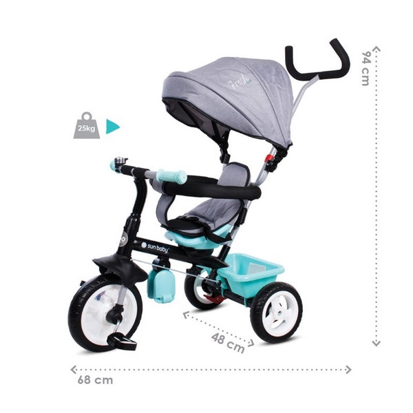 Tricicleta cu sezut reversibil Sun Baby 017 Fresh 360 - Turquoise Grey