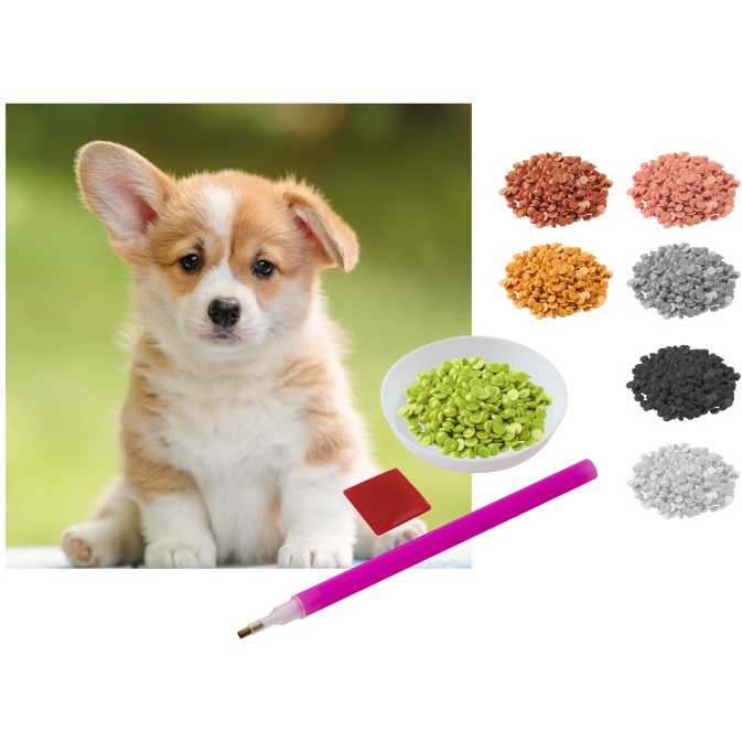 Set creativ cu diamante rotunde Catelus Diamond Painting 20x20 cm Grafix GRCR2092-23GE1