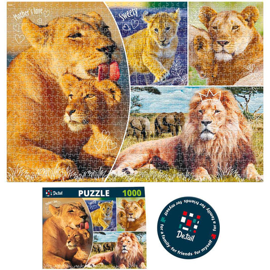 Puzzle Lion family, 47x67 cm, 1000 piese De.tail DT1000-01