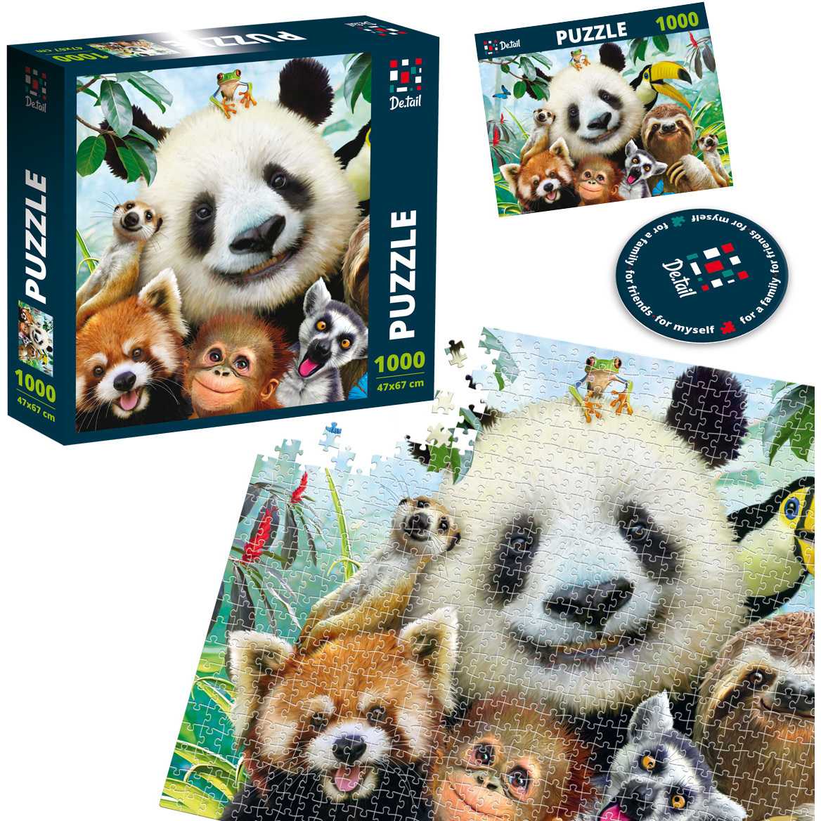 Puzzle Zoo Selfie, 47x67 cm, 1000 piese De.tail DT1000-03