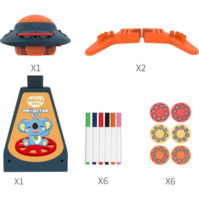 Proiector desen cu 6 diapozitive si 6 carioci incluse Koala Diary KD80308