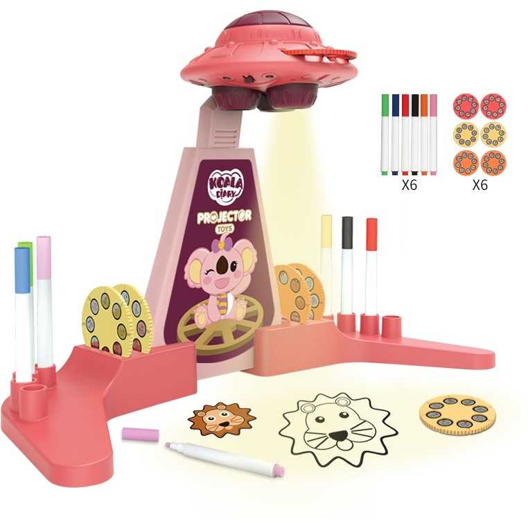 Proiector desen cu 6 diapozitive si 6 carioci incluse Koala Diary KD80308