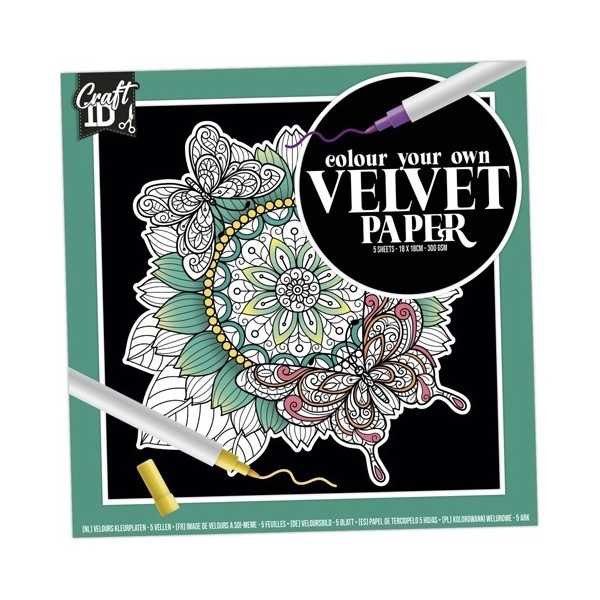 Set pictura 5 planse de colorat catifelate Velvet Paper Flori 18x18cm Grafix GRCR5004-GE