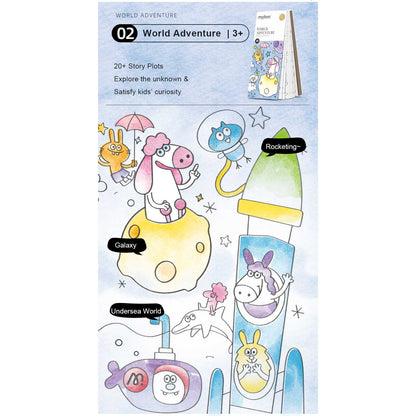 Carte de colorat cu apa,  pensula de pictat si culori incluse, 19 x 8 x 1.3 cm, World Adventure Mideer MD4225
