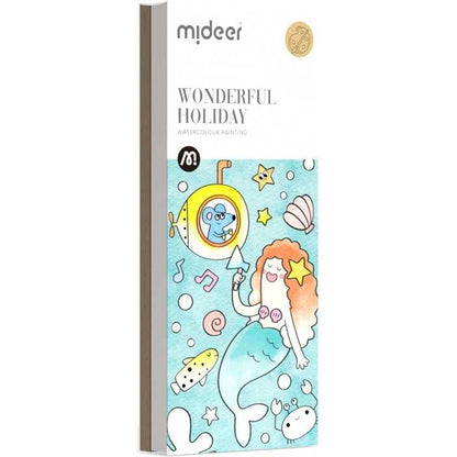 Carte de colorat cu apa,  pensula de pictat si culori incluse, 19 x 8 x 1.3 cm, Wonderful Holiday Mideer MD4226