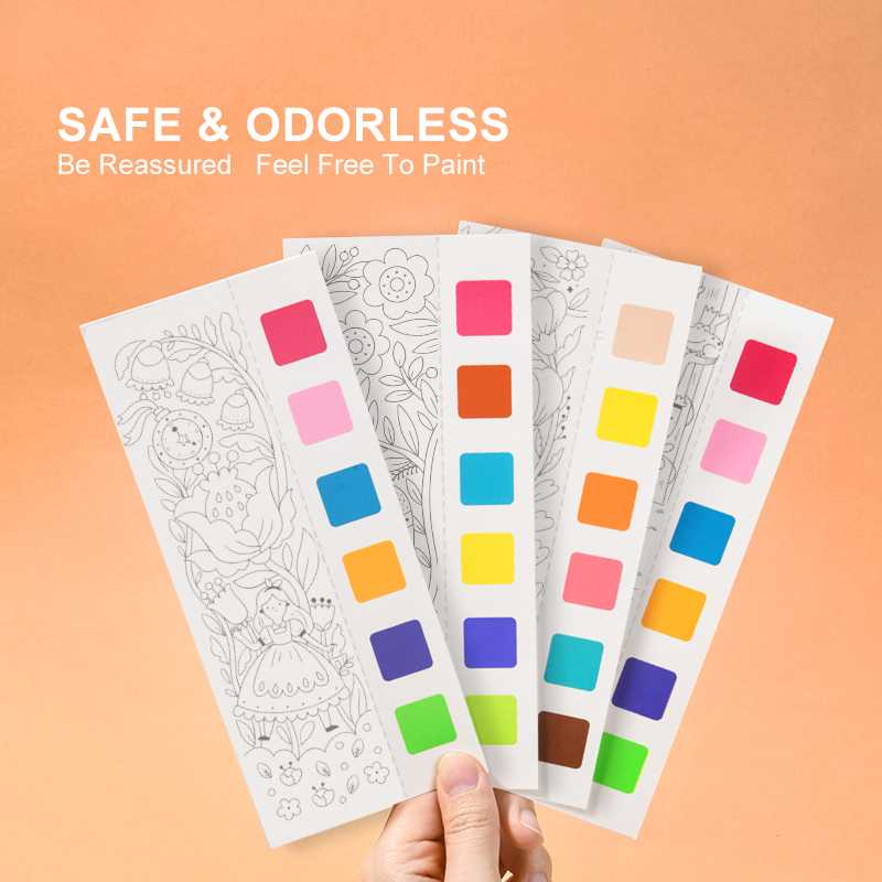 Carte de colorat cu apa,  pensula de pictat si culori incluse, 19 x 8 x 1.3 cm, Wonderful Holiday Mideer MD4226