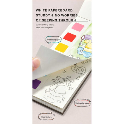 Carte de colorat cu apa,  pensula de pictat si culori incluse, 19 x 8 x 1.3 cm, Wonderful Holiday Mideer MD4226